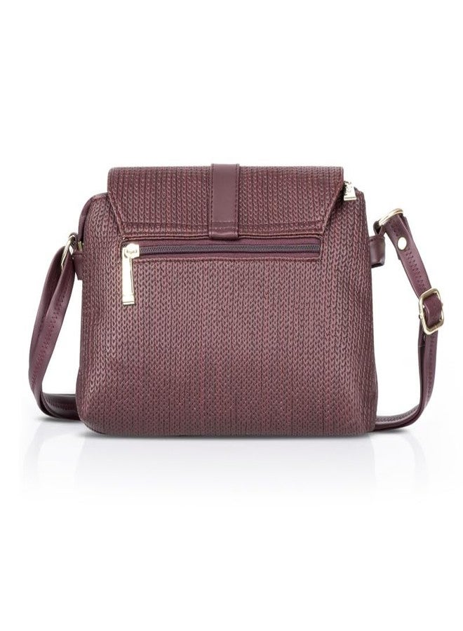 Catchy Maroon Faux Leather Magnet Closure Womens Sling Bag - Image 3